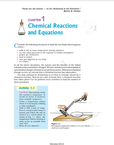 Chemical Equations and Reactions Class 10